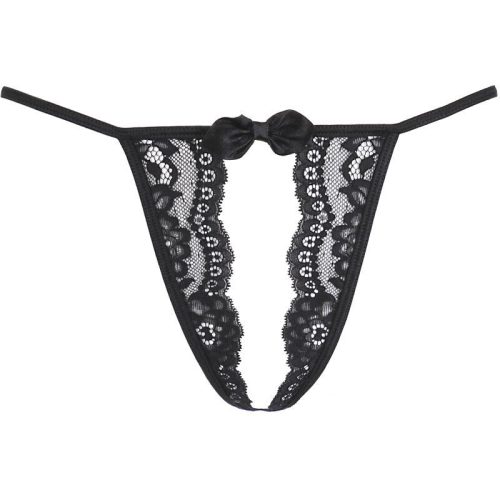 Lace Open Front G-String Black - Image 4
