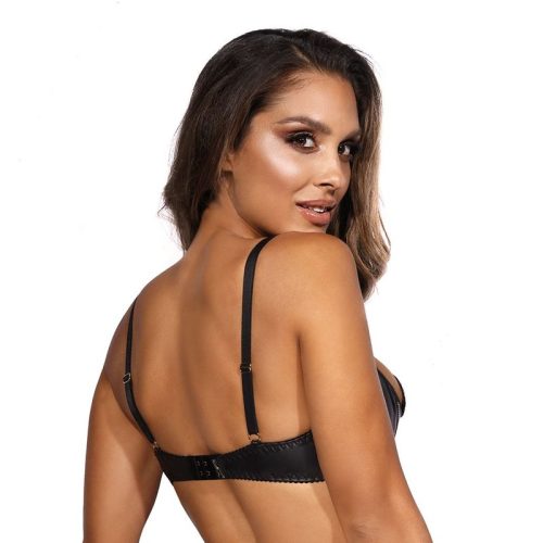 Wetlook Half Cup Zip Bra Black - Image 3