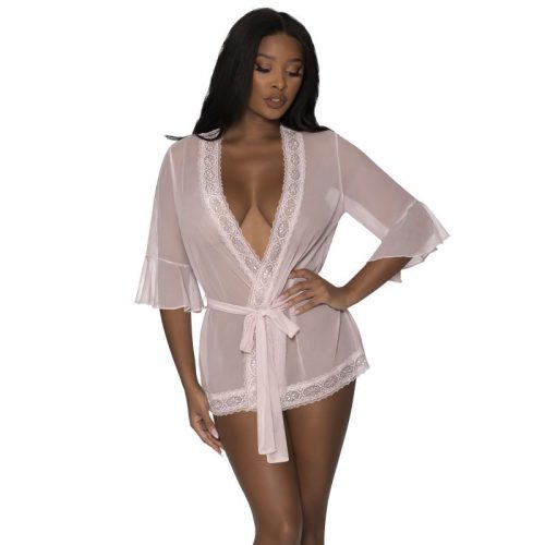 Robe with Lace Trim Blush - Image 3