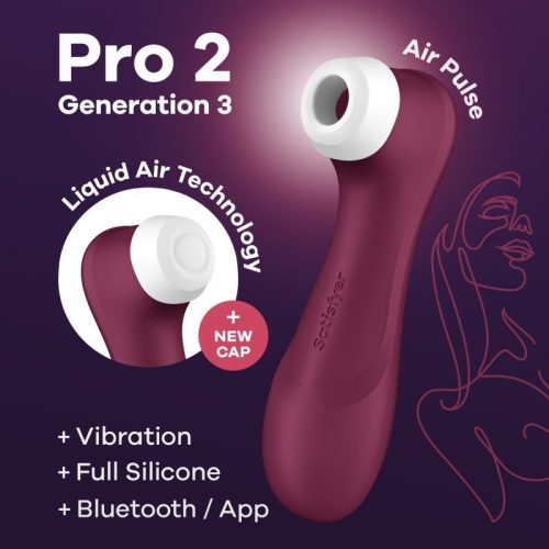 Satisfyer Pro 2 Gen 3 App Control Clitoral Stimulator Wine Red - Image 5
