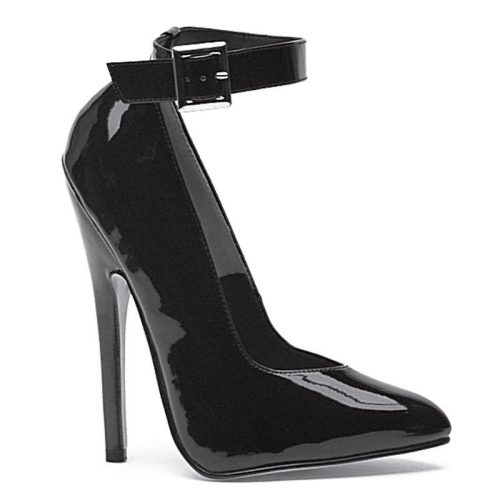 Fetish Pump w Ankle Strap Black 6in - Image 3