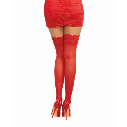 Dreamgirl Lace Top Thigh High Stockings Red - Image 3