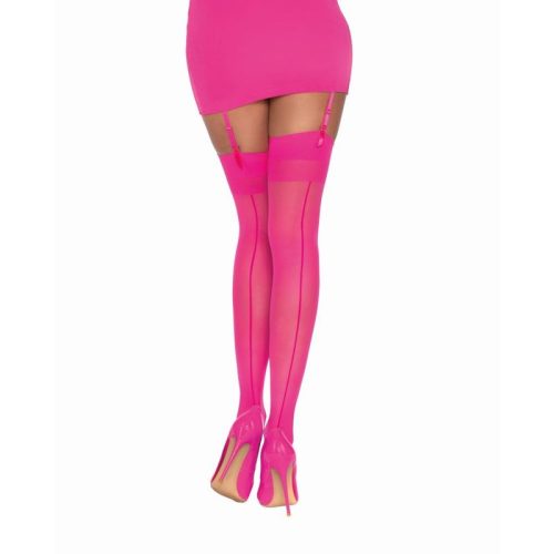 Dreamgirl Back Seam Sheer Thigh High Stockings Hot Pink - Image 3