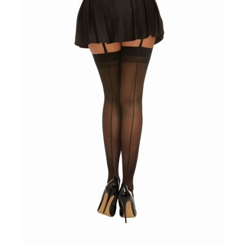 Dreamgirl Back Seam Sheer Thigh High Stockings Black - Image 3