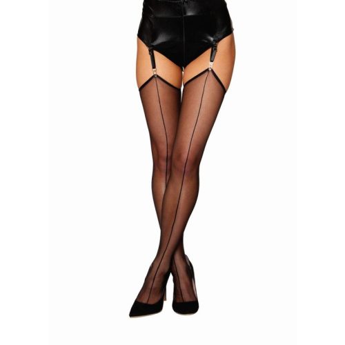 Dreamgirl Raw Edge Sheer Thigh High Stockings Black - Image 4
