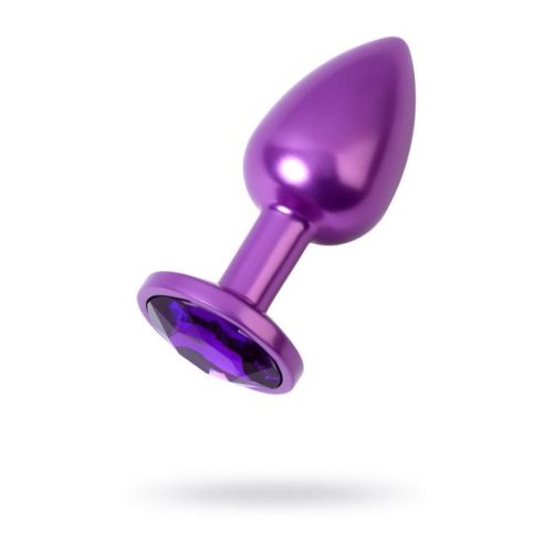 Purple Metal Anal Plug w Purple Crystal Small - Image 3