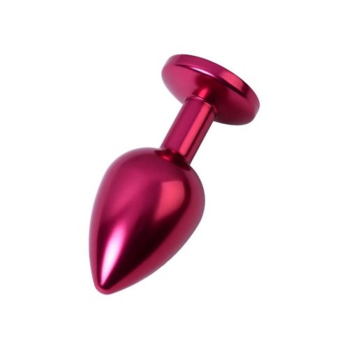 Red Metal Anal Plug w Black Crystal Medium - Image 3