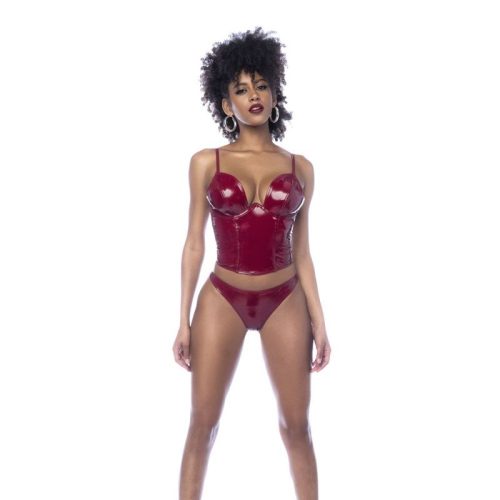 Wet Look Vinyl 2 Pc Set Gloss Wine - Image 3