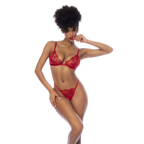Red 3 Pc Set w/ Bralette, Garter Belt and Thong - Image 5