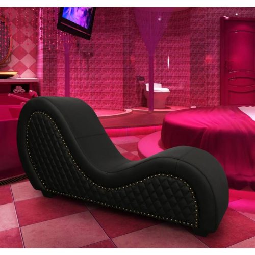 Kama Sutra Mebon Chaise Love Lounge Studded and Quilted Black - Image 3