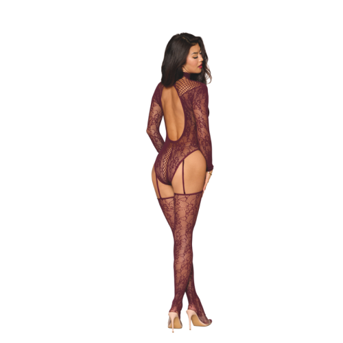 Dreamgirl Teddy Body Stocking Burgundy - Image 3