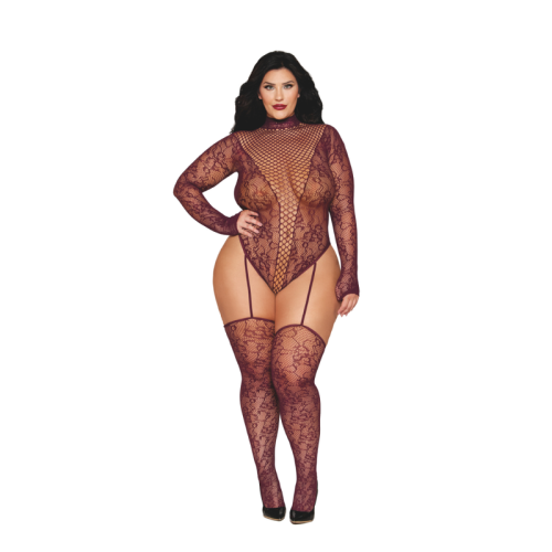 Dreamgirl Teddy Body Stocking Burgundy - Image 4