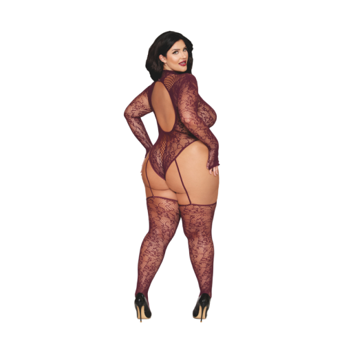Dreamgirl Teddy Body Stocking Burgundy - Image 5
