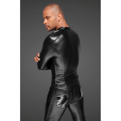 Power Wetlook Mens Jacket w Pleated PVC Epaulets - Image 3