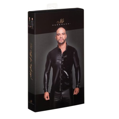 Powerwetlook PVC Long Sleeved Shirt w Button Placket - Image 5