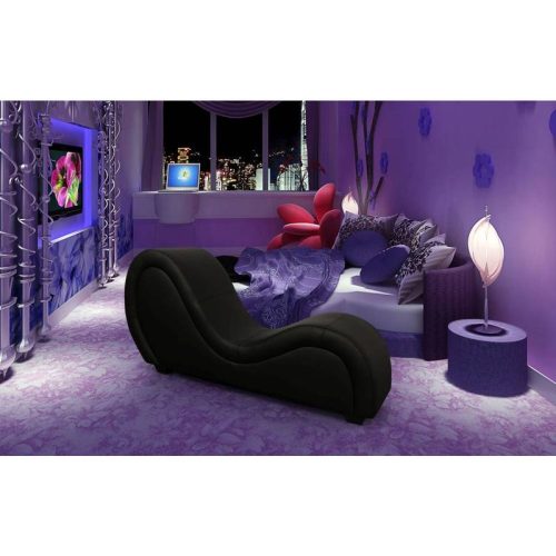 Kama Sutra Mebon Chaise Love Lounge Leather Black - Image 8