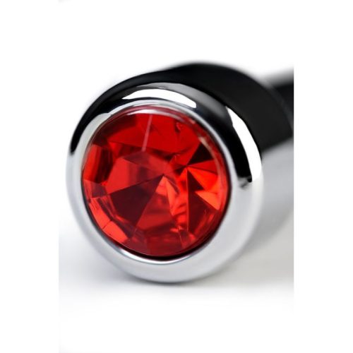 Silver Metal Urethral Plug w Ruby Rhinestone - Image 3