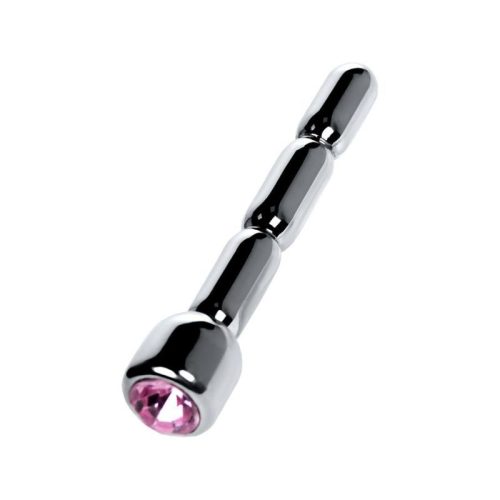 Silver Metal Urethral Plug w Ruby Rhinestone - Image 5
