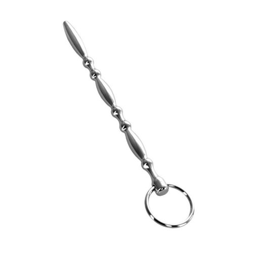 Silver Metal Beaded Urethral Plug w Ring - Image 3