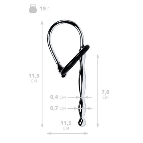 Silver Metal Urethral Plug w Black Silicone Ring - Image 4