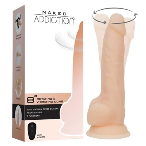 Rotating 8in Vibrating Dildo w Remote Vanilla - Image 5
