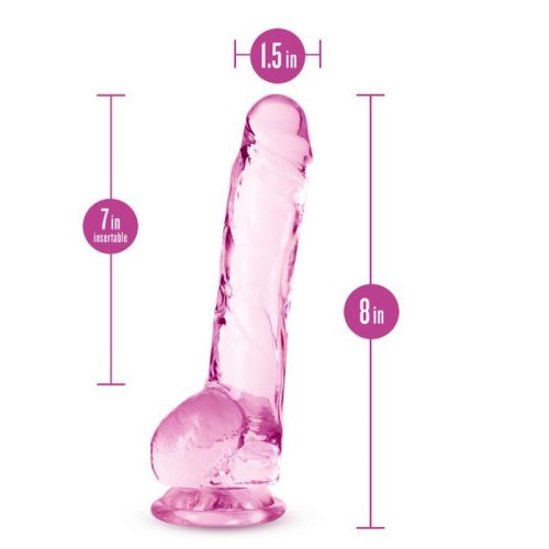 Naturally Yours 8" Crystaline Dildo Rose - Image 5
