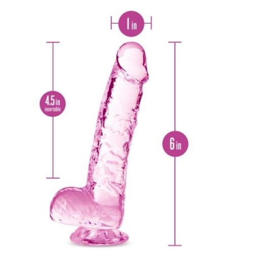 Naturally Yours 6" Crystaline Dildo Rose - Image 5