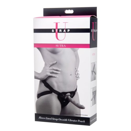 Sutra Fleece-Lined Strap On with Vibrator Pouch - Image 3