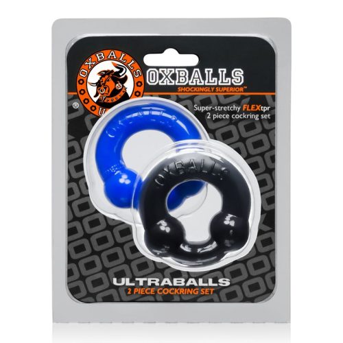 Ultraballs 2 Pk Cockring Black And Police Blue - Image 3
