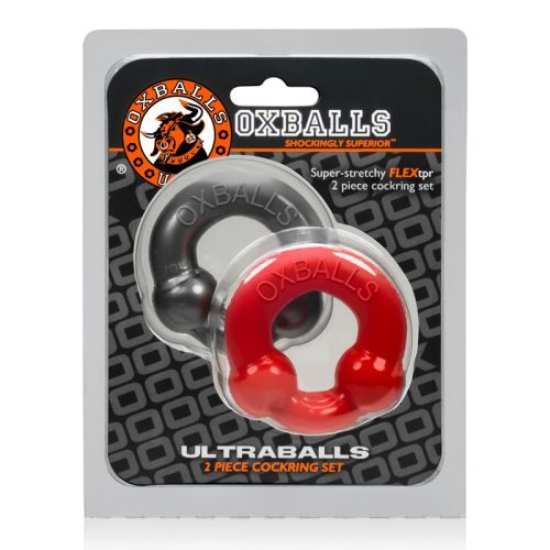 Ultraballs 2 Pk Cockring Steel And Red - Image 3