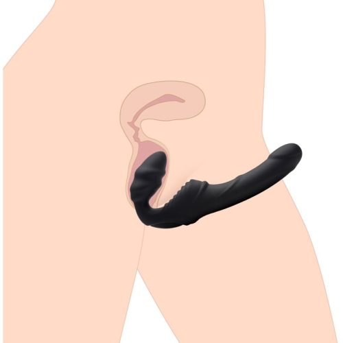 Slim Rider Ribbed Vibrating Silicone Strapless Strap On - Image 8
