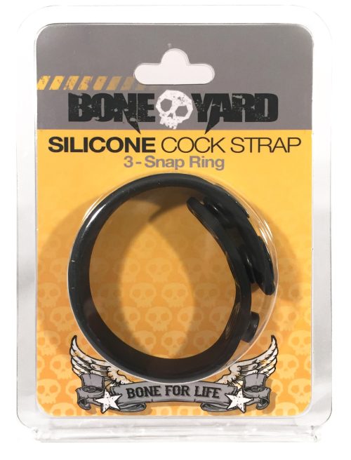 Boneyard Silicone Cock Strap - 3 Snap Ring - Black - Image 9