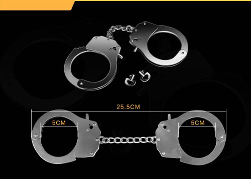 Fetish Pleasure Metal Hand Cuffs Silver - Image 3