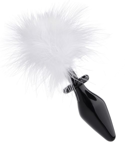 White Fluffer Bunny Tail Glass Anal Plug - Image 3