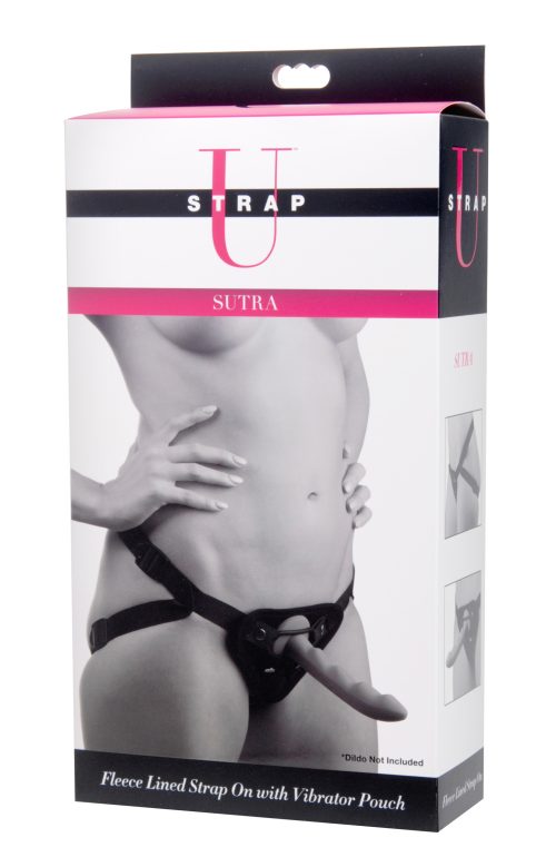 Sutra Fleece-Lined Strap On with Vibrator Pouch - Image 3