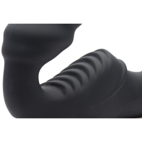 Slim Rider Ribbed Vibrating Silicone Strapless Strap On - Image 7