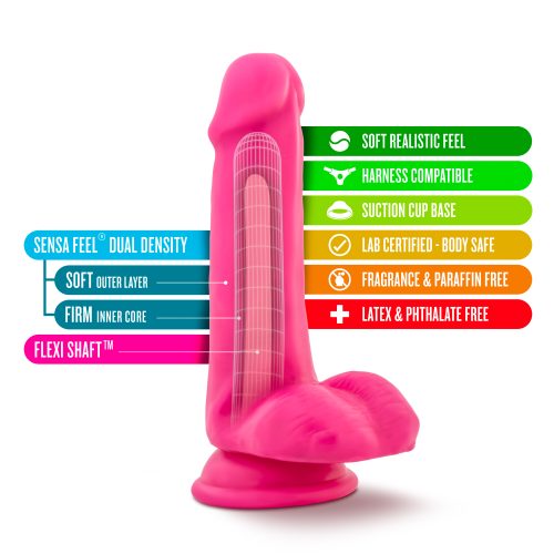 Neo Dual Density Cock With Balls 6in Neon Pink - Image 9