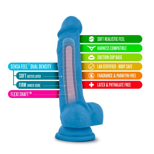 Neo Dual Density Cock With Balls 7in Neon Blue - Image 9