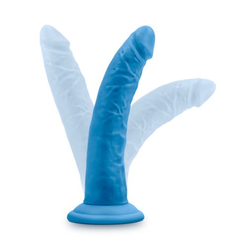 Neo Elite 7.5in Silicone Dual Density Cock Neon Blue - Image 5
