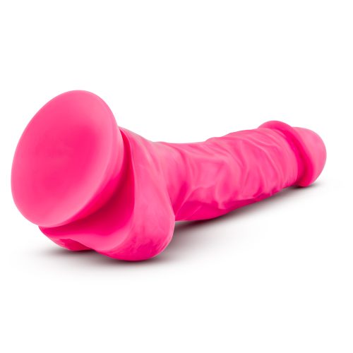 Neo Elite 7.5in Silicone Dual Density Cock with Balls Neon Pink - Image 5