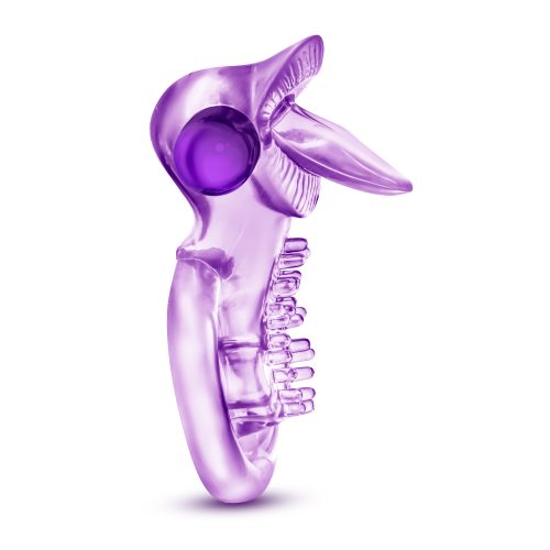Play With Me Lick It Vibrating Double Strap Cock Ring Purple - Image 6