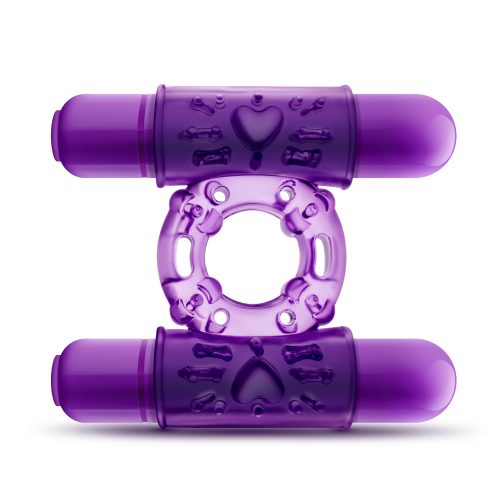 Play With Me Double Play Dual Vibrating Cock Ring Purple - Image 3