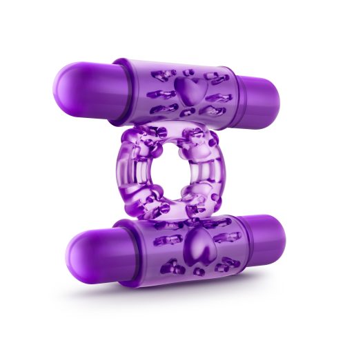 Play With Me Double Play Dual Vibrating Cock Ring Purple - Image 5