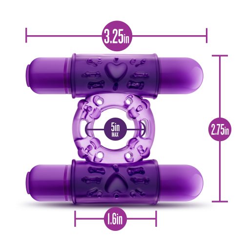 Play With Me Double Play Dual Vibrating Cock Ring Purple - Image 6