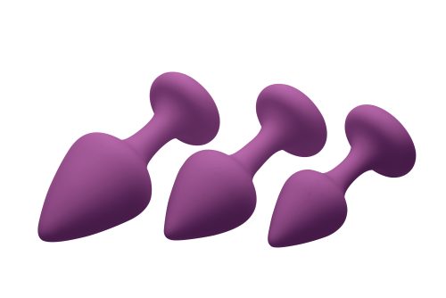 Purple Pleasures 3 Pc Silicone Anal Plugs - Image 3