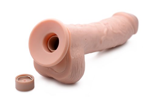 8.5in Dual Density Squirting Dildo Light Skin Tone w Remote - Image 6