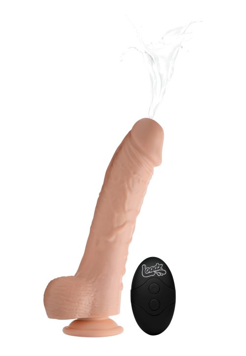 8.5in Dual Density Squirting Dildo Light Skin Tone w Remote - Image 7