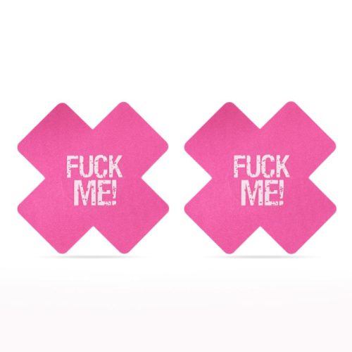FUCK ME Cross Pattern Nipple Pasties Twin Pk - Image 3