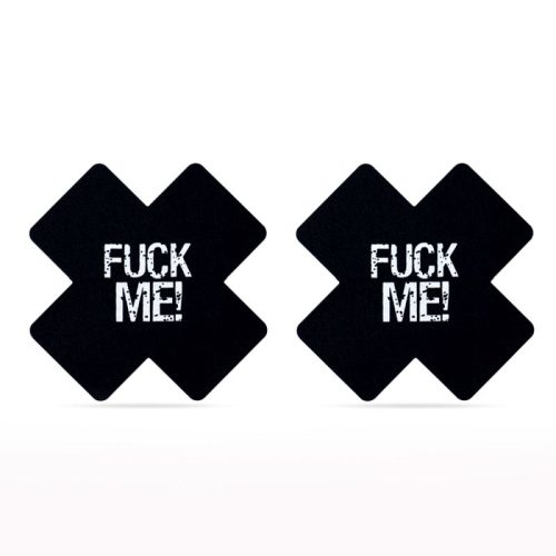 FUCK ME Cross Pattern Nipple Pasties Twin Pk - Image 4