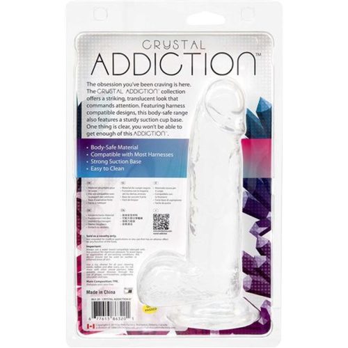 Crystal Dildo w Balls 8in Clear - Image 3